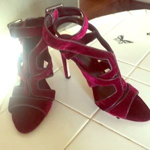 Sexy strappy velvet heels for Valentines Day!